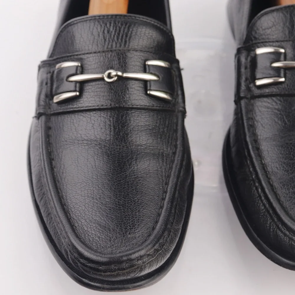 Cole Haan Mens Wyatt Bit Strap Loafers Size 9.5 M Black Leather Moc Dress Shoes